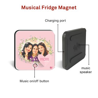 Personalized Mom Photo Musical Fridge Magnet Rechargeable Audio Gift
